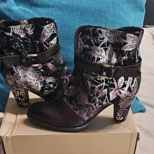 Women’s Vintage Floral Purple Ankle Boots